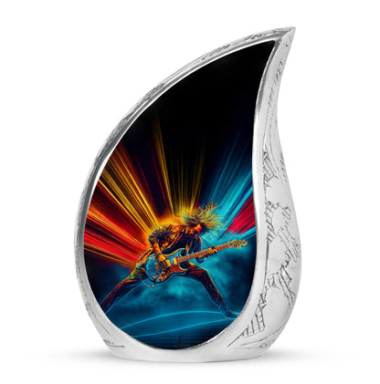 Inspiring Black Guitar Commemoration Urn for Human Ashes - 10-inch, 200 cu in - Yatskia