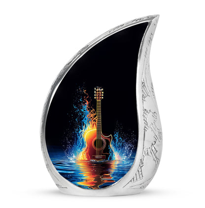 Lustrous Guitar Cremation Urns for Human Ashes - Black 10-inch - Yatskia