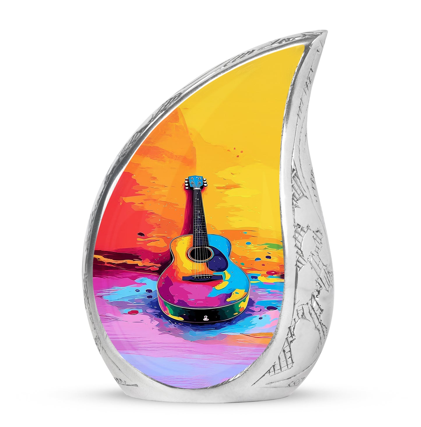 Gold Guitar Passage Cremation Urns for Human Ashes - 10-inch, 200 cu in - Yatskia