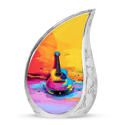 Gold Guitar Passage Cremation Urns for Human Ashes - 10-inch, 200 cu in - Yatskia