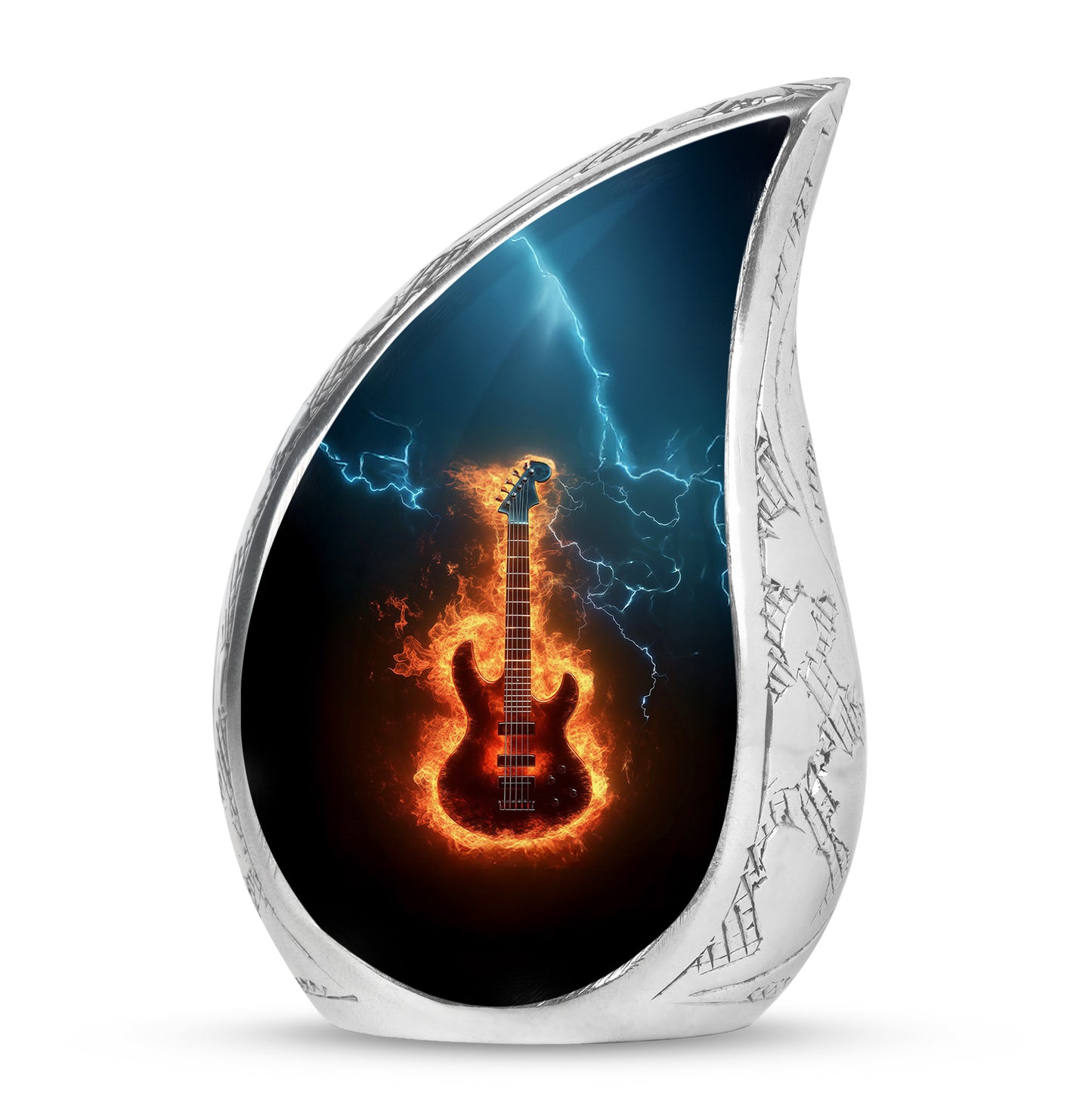Black Guitar Cremation Urns - Enduring Dedication 10-inch, 200 cu in - Yatskia