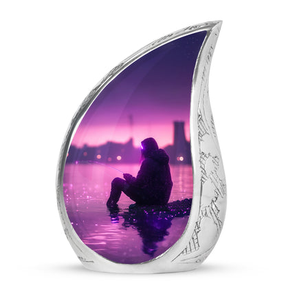 Purple Fishing Testament Cremation Urns for Human Ashes - 10-inch, 200 cu in - Yatskia