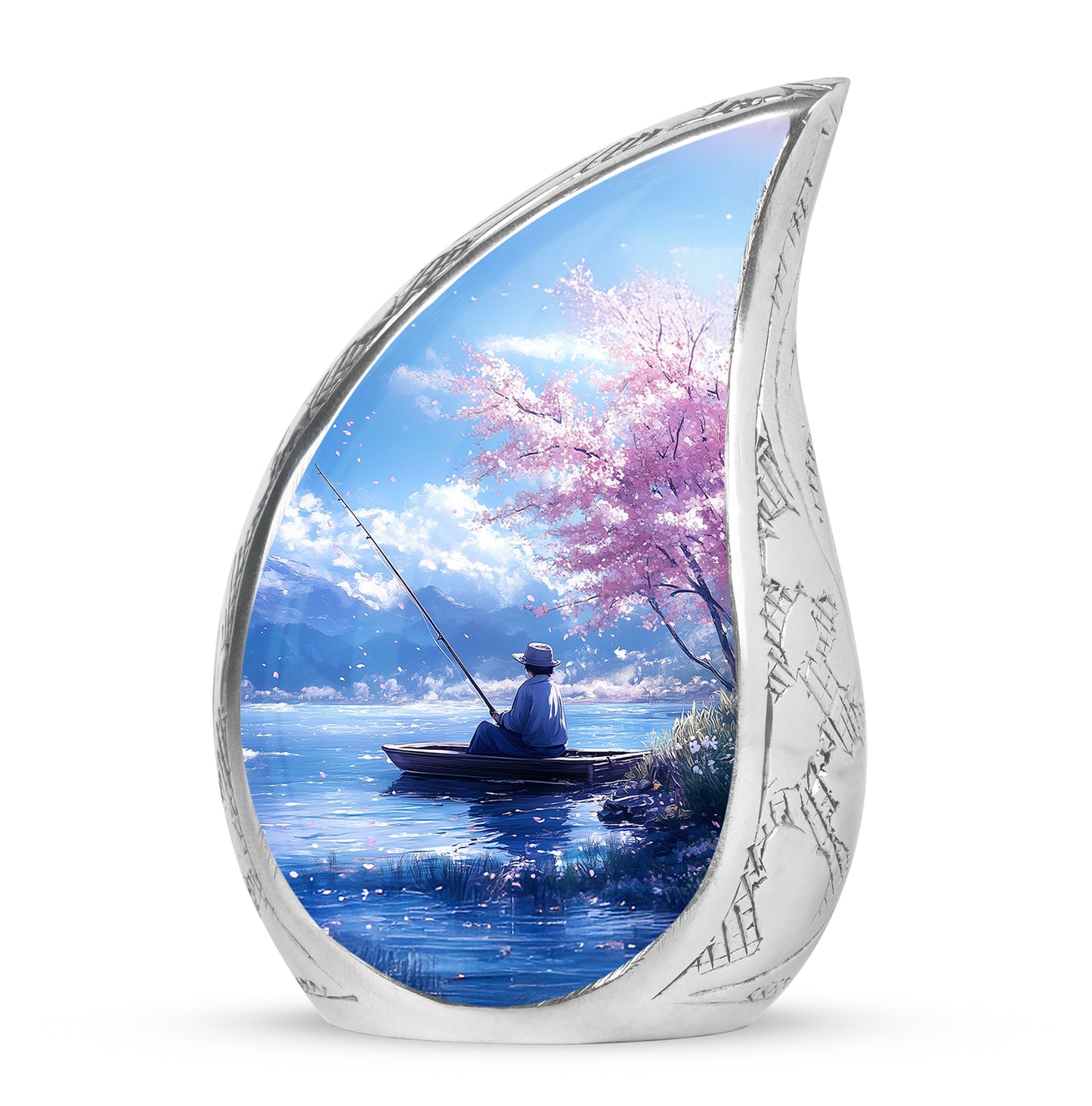 Blue Venerable Fishing Cremation Urns for Human Ashes - 10-inch, 200 cu in - Yatskia
