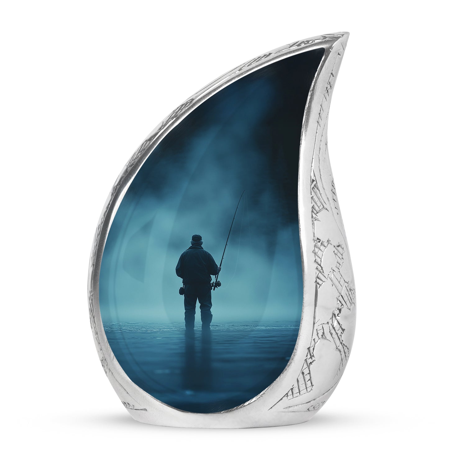 Blue Sacred Fishing Cremation Urns for Human Ashes - 10-inch, 200 cu in - Yatskia