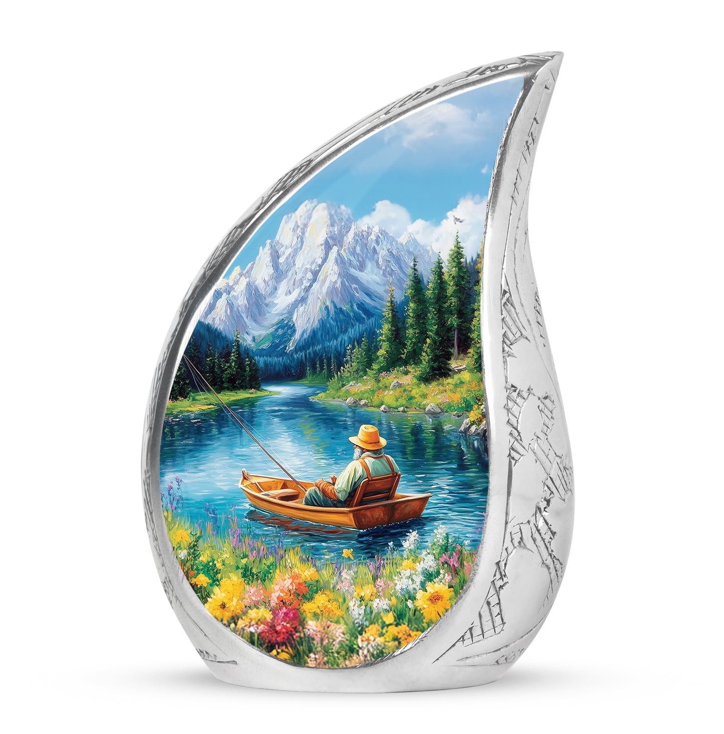 Hallowed Fishing Cremation Urns for Human Ashes - Blue 10-inch - Yatskia