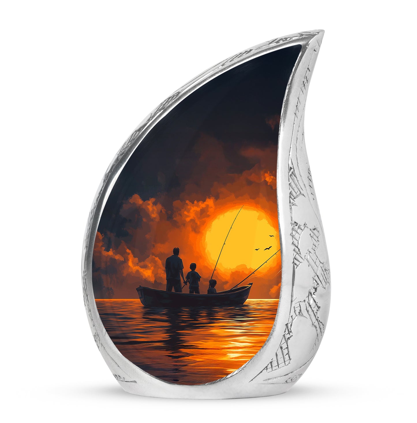 Personalized Magnificent Fishing Cremation Urns - Blue 10-inch, 200 cu in - Yatskia