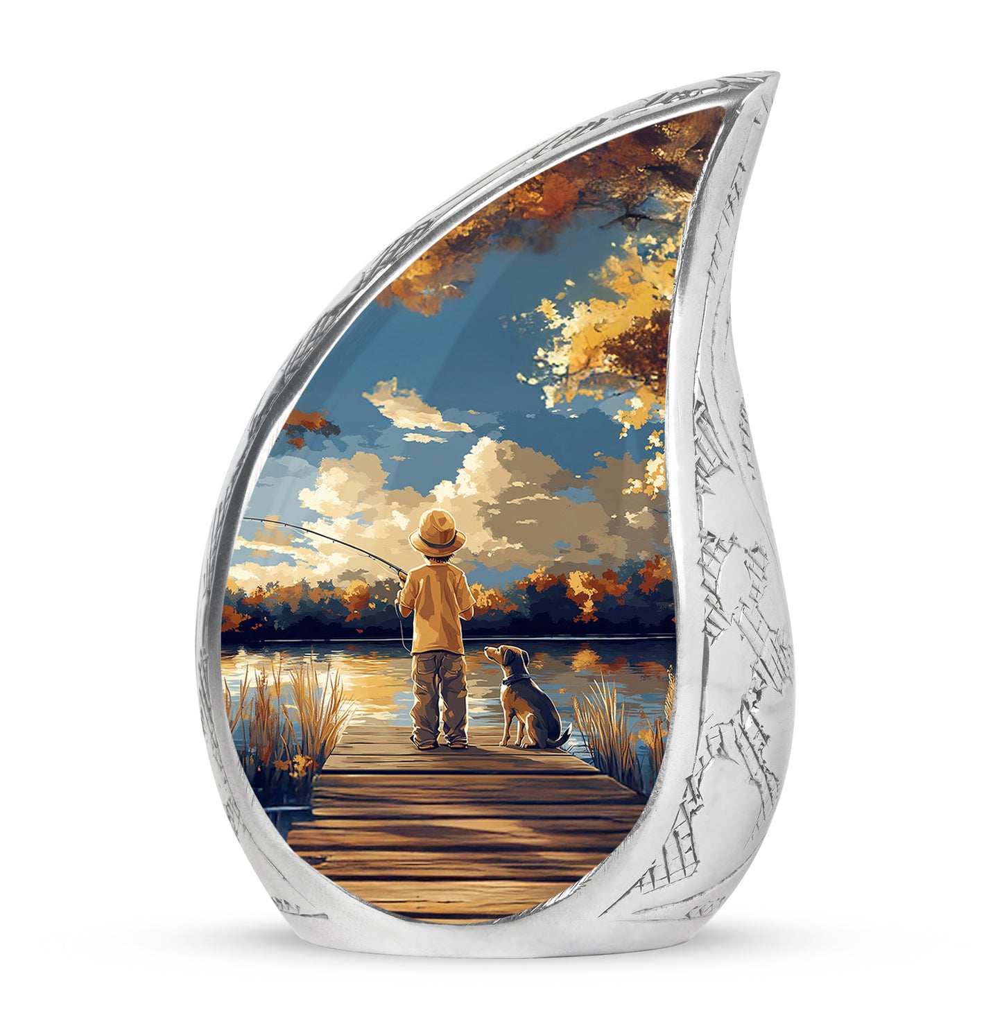 Blue Fishing Cremation Urns - Opulent Sanctuary 10-inch, 200 cu in - Yatskia