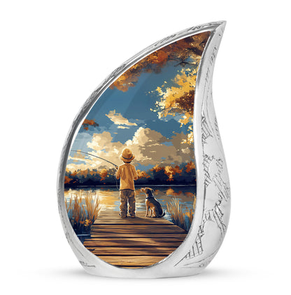 Blue Fishing Cremation Urns - Opulent Sanctuary 10-inch, 200 cu in - Yatskia