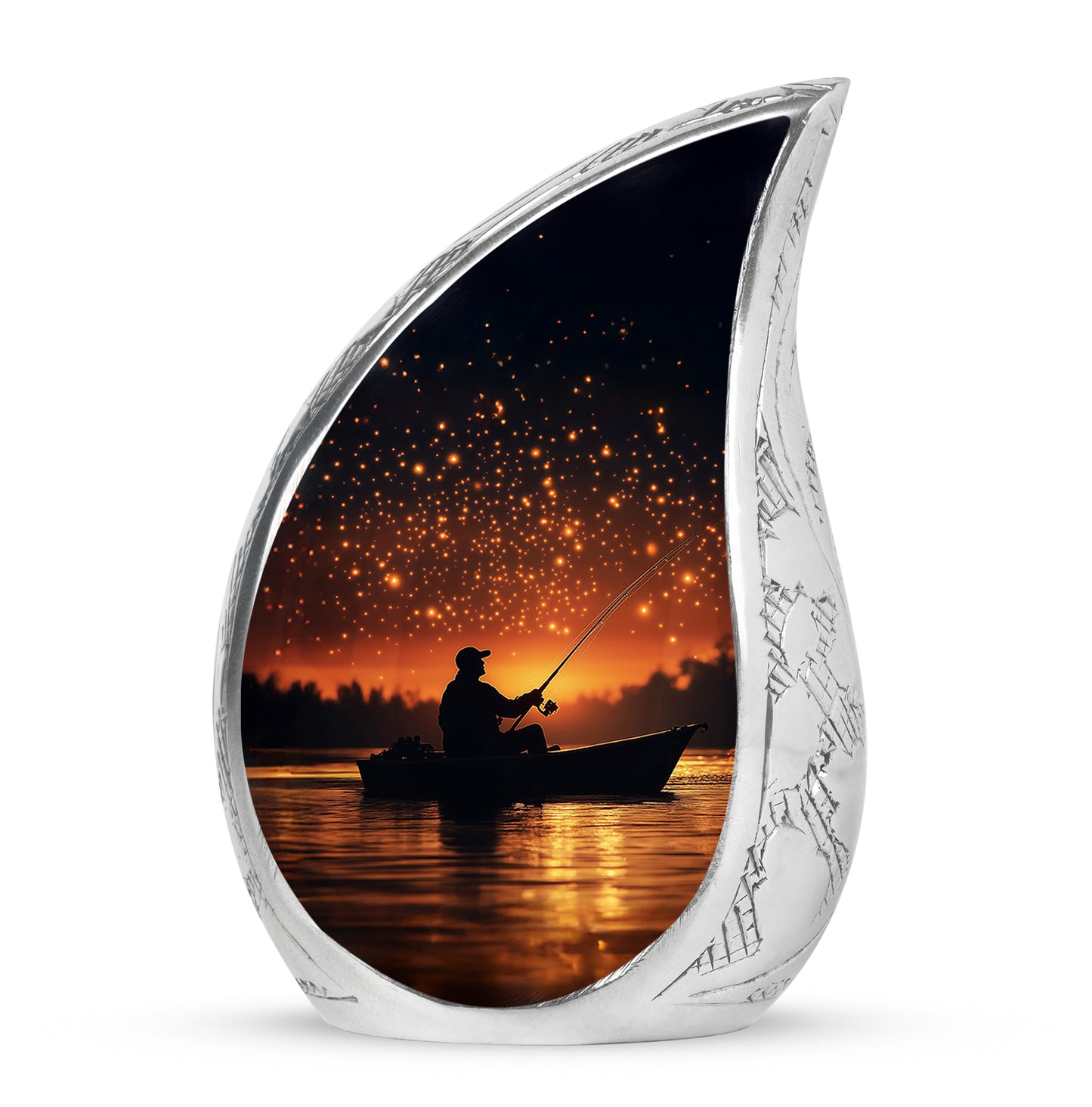 Personalized Fishing Cremation Urns - Soothing Black 10-inch, 200 cu in - Yatskia