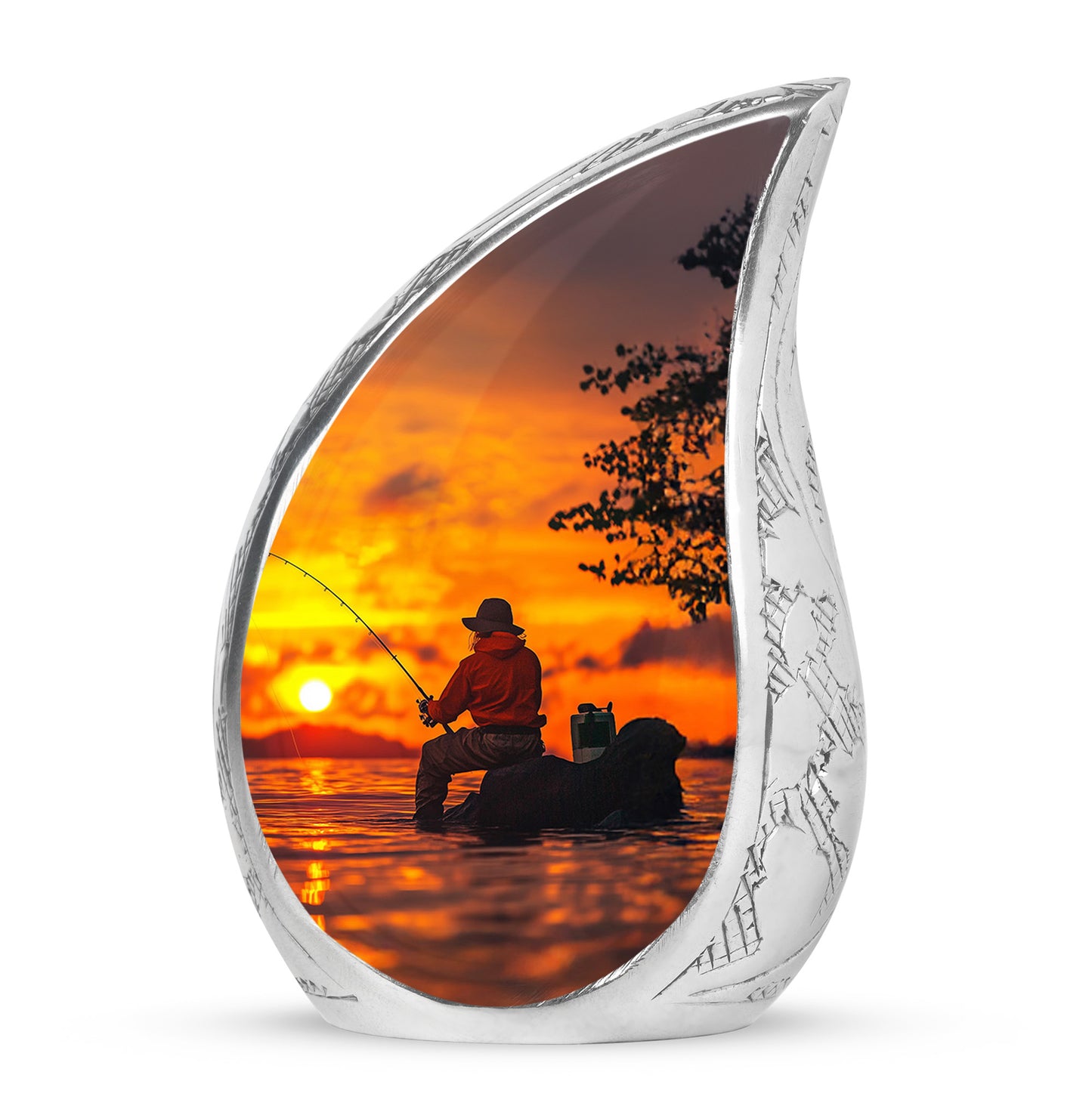 Personalized Elegant Fishing Cremation Urns - Gold 10-inch, 200 cu in - Yatskia