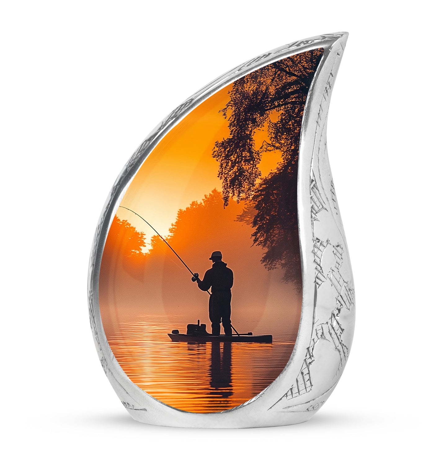 Personalized Fishing Cremation Urns - Wondrous Gold 10-inch, 200 cu in - Yatskia