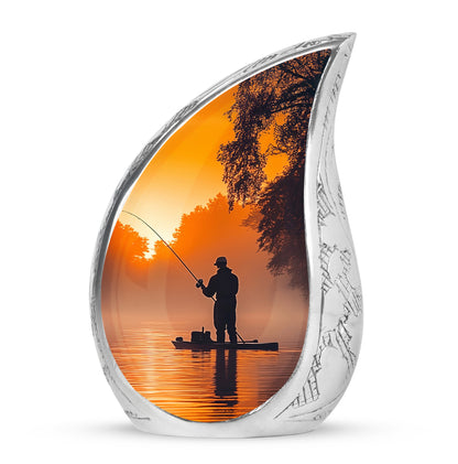 Personalized Fishing Cremation Urns - Wondrous Gold 10-inch, 200 cu in - Yatskia