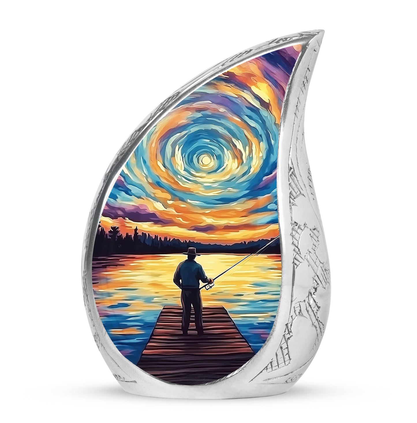 Remarkable Fishing Memorial Cremation Urns - Blue 10-inch, 200 cu in - Yatskia