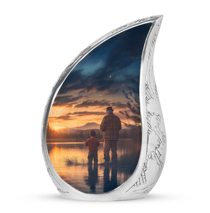 Radiant Fishing Memorial Cremation Urns - Blue 10-inch, 200 cu in - Yatskia