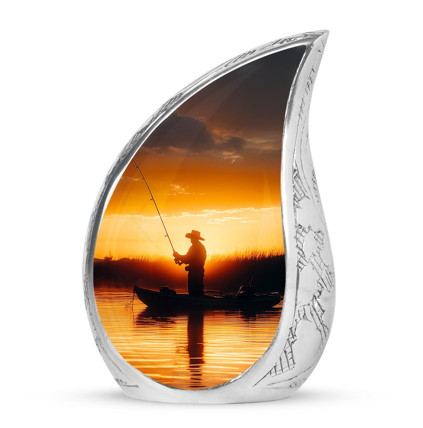 Personalized Elegant Fishing Cremation Urns - Gold 10-inch, 200 cu in - Yatskia