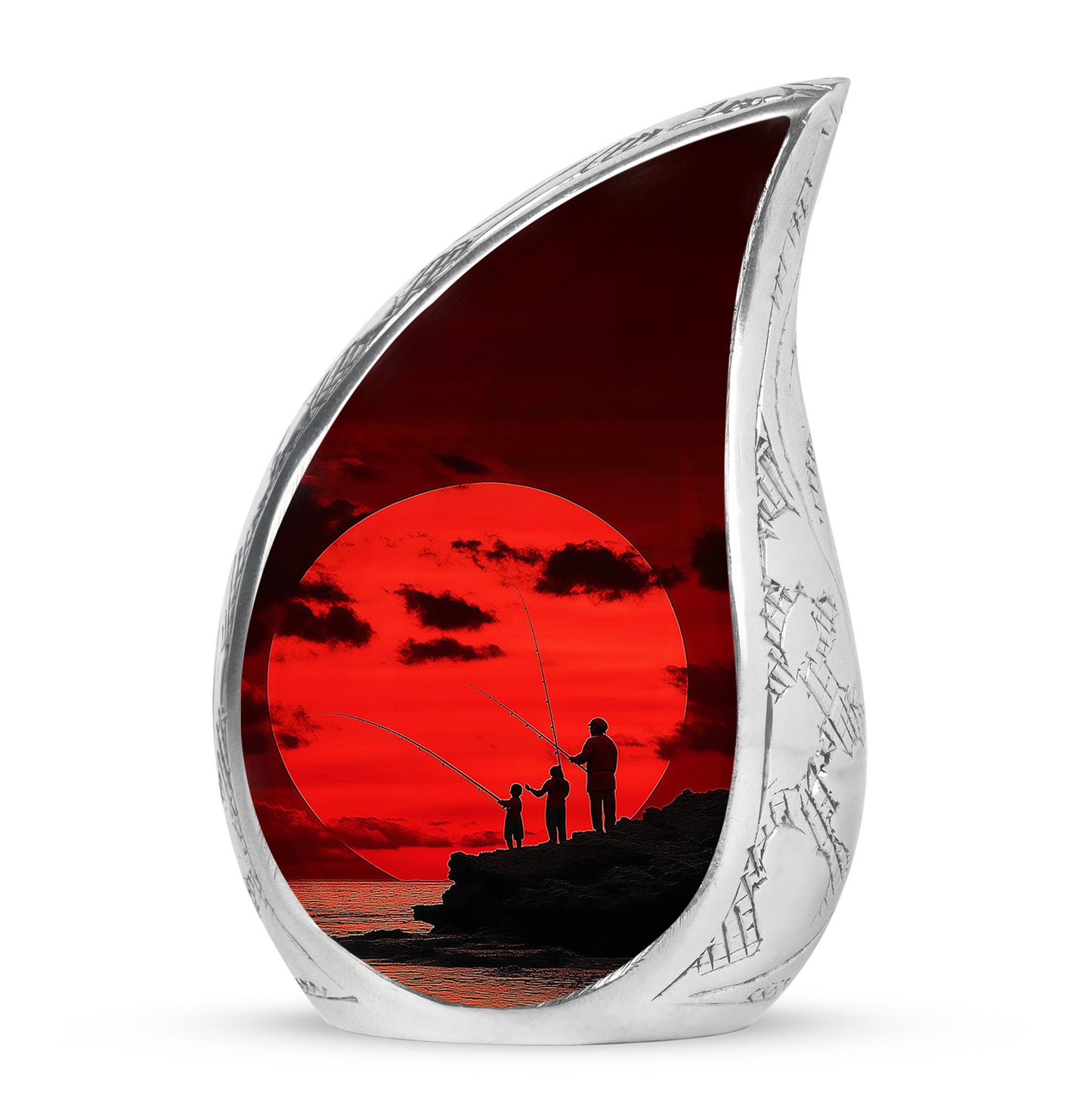 Harmonious Fishing Cremation Urns for Human Ashes - Red 10-inch - Yatskia