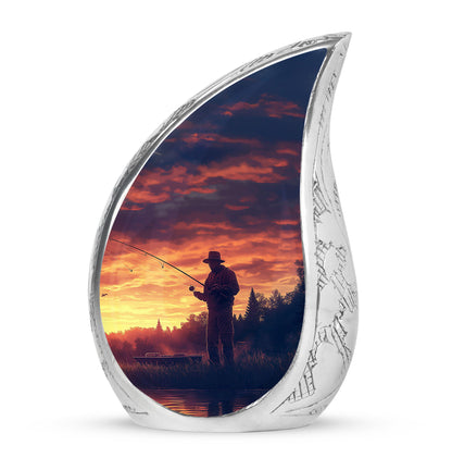 Personalized Fishing Cremation Urns - Tranquil Purple 10-inch, 200 cu in - Yatskia