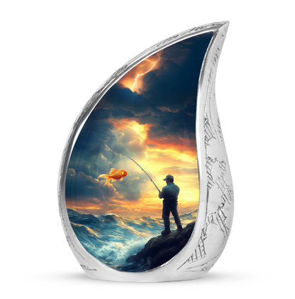 Personalized Blue Fishing Cremation Urns for Ashes - Enchanting 10-inch - Yatskia