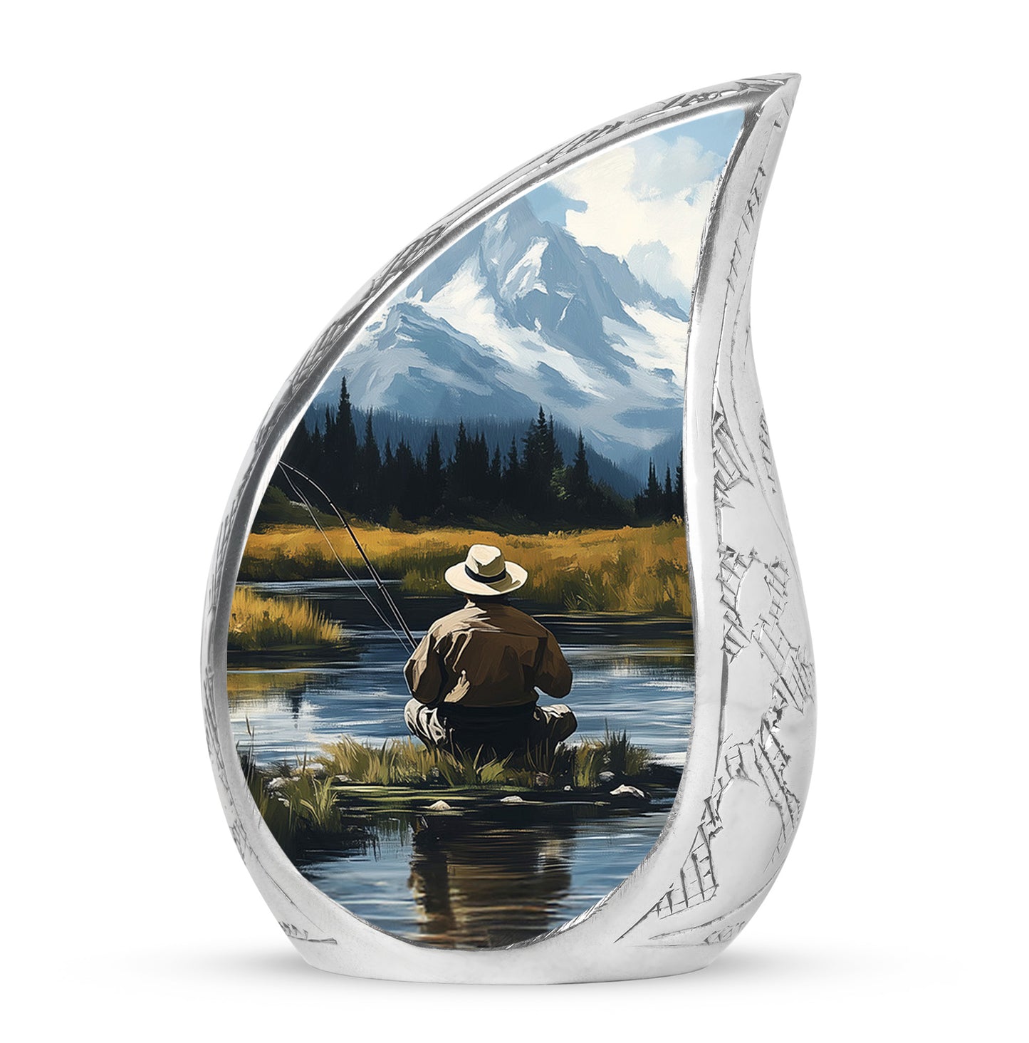 Personalized Fishing Cremation Urns - Pristine Blue 10-inch, 200 cu in - Yatskia