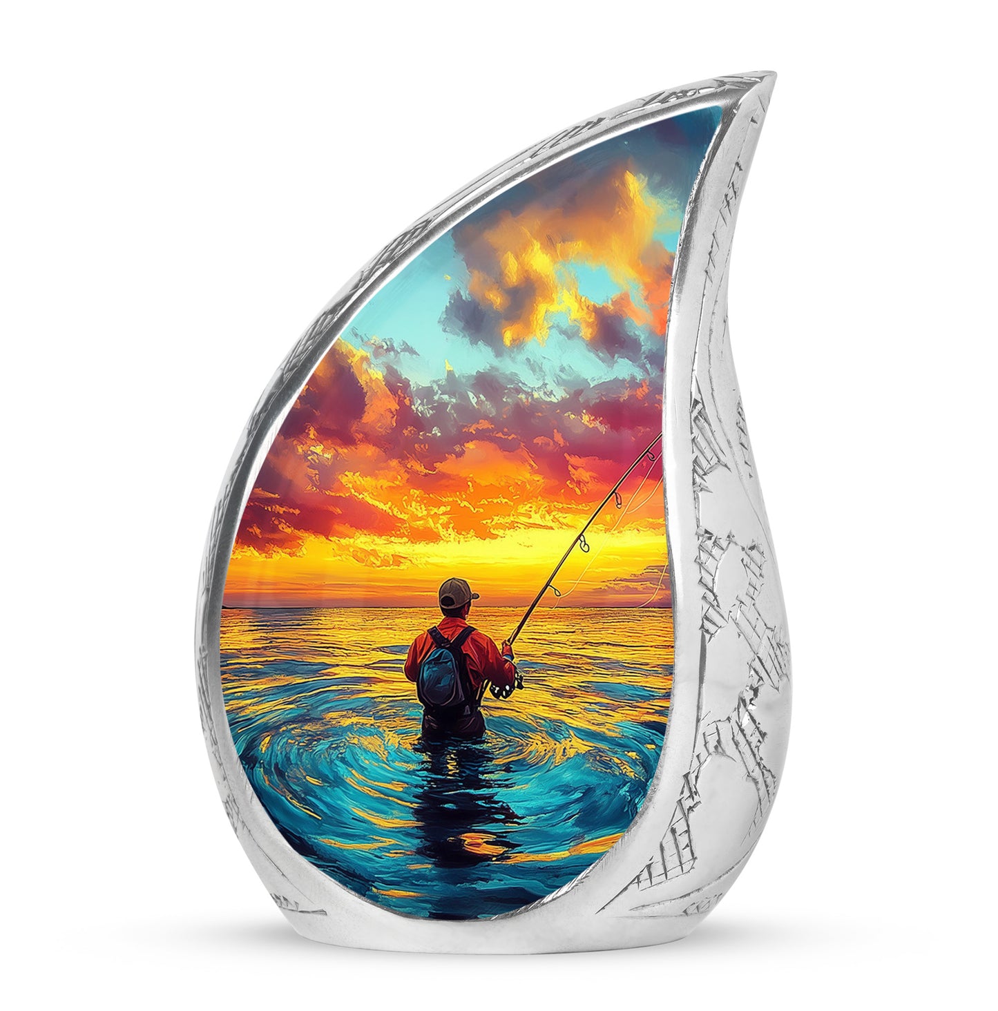 Personalized Fishing Cremation Urns - Pristine Teal 10-inch, 200 cu in - Yatskia