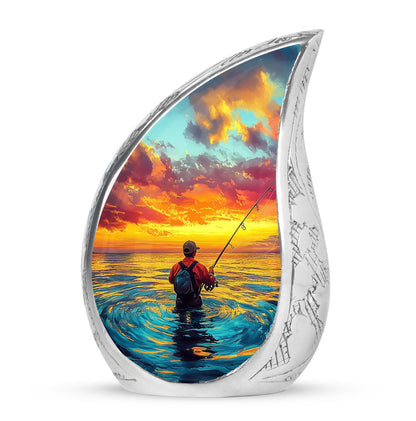 Personalized Fishing Cremation Urns - Pristine Teal 10-inch, 200 cu in - Yatskia