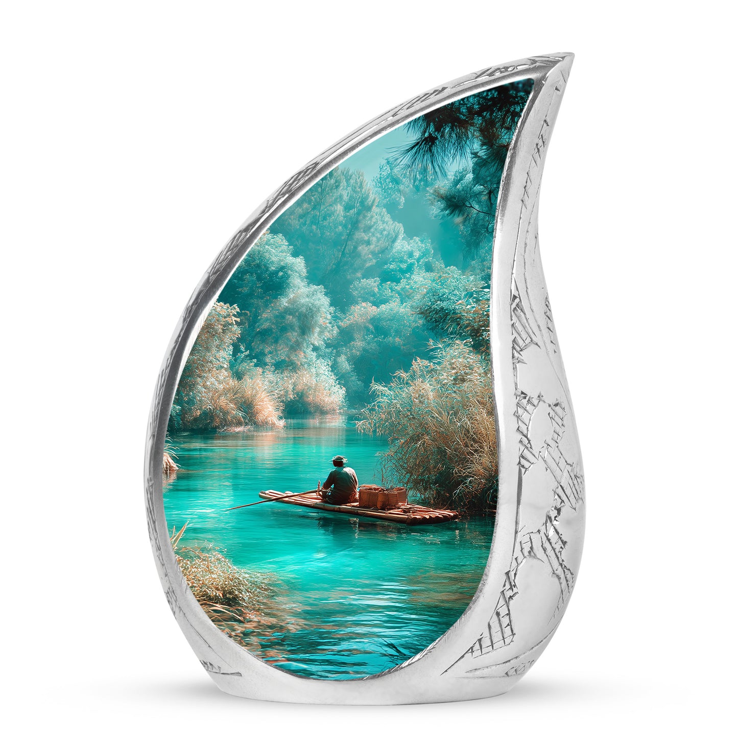 Teal Beloved Fishing Cremation Urns for Human Ashes - 10-inch, 200 cu in - Yatskia
