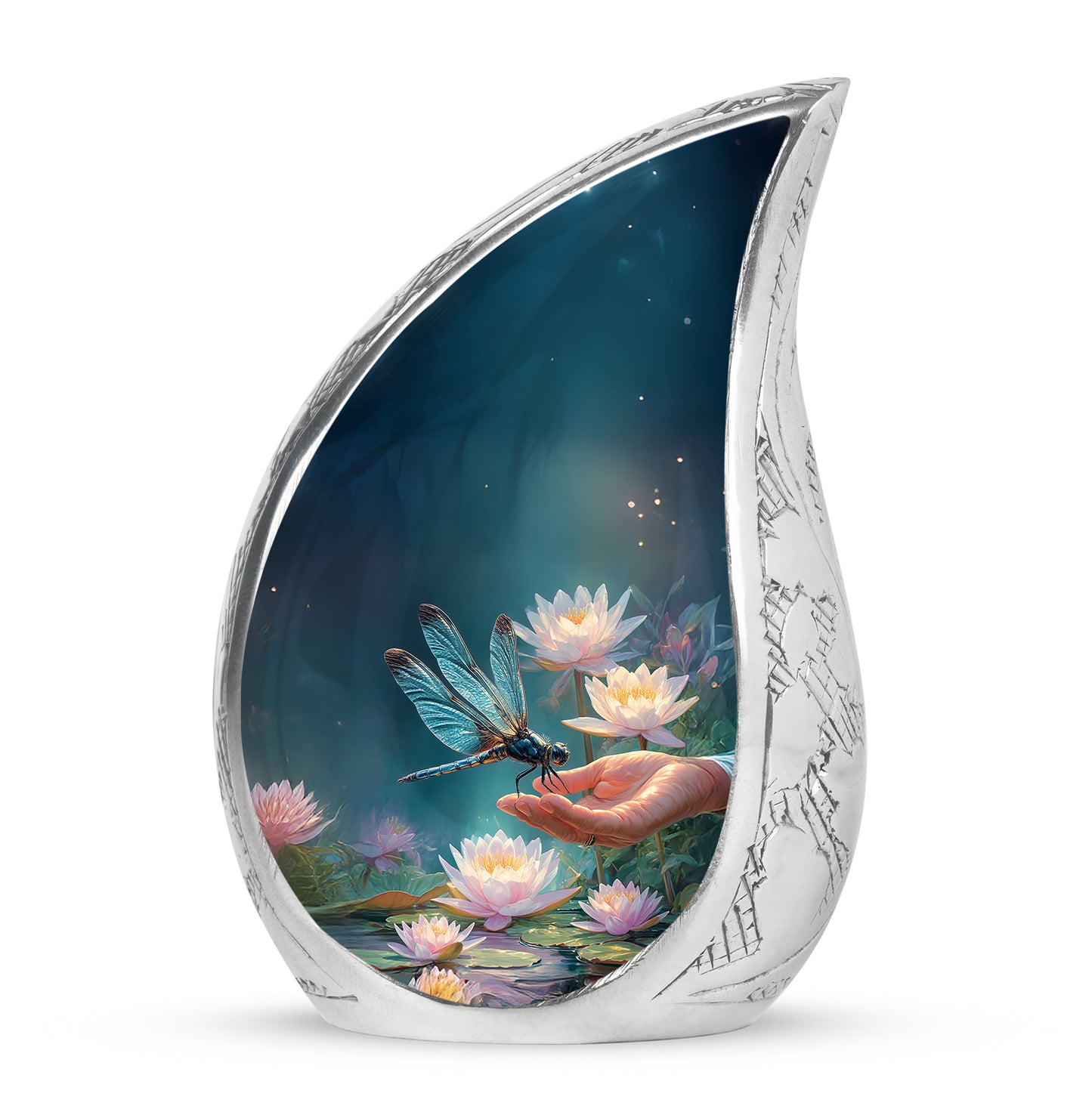 Personalized Refined Dragonfly Cremation Urns - Blue 10-inch, 200 cu in - Yatskia