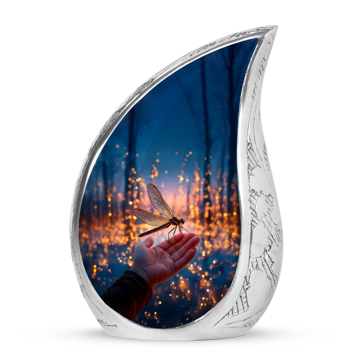 Personalized Elegant Dragonfly Cremation Urns - Blue 10-inch, 200 cu in - Yatskia
