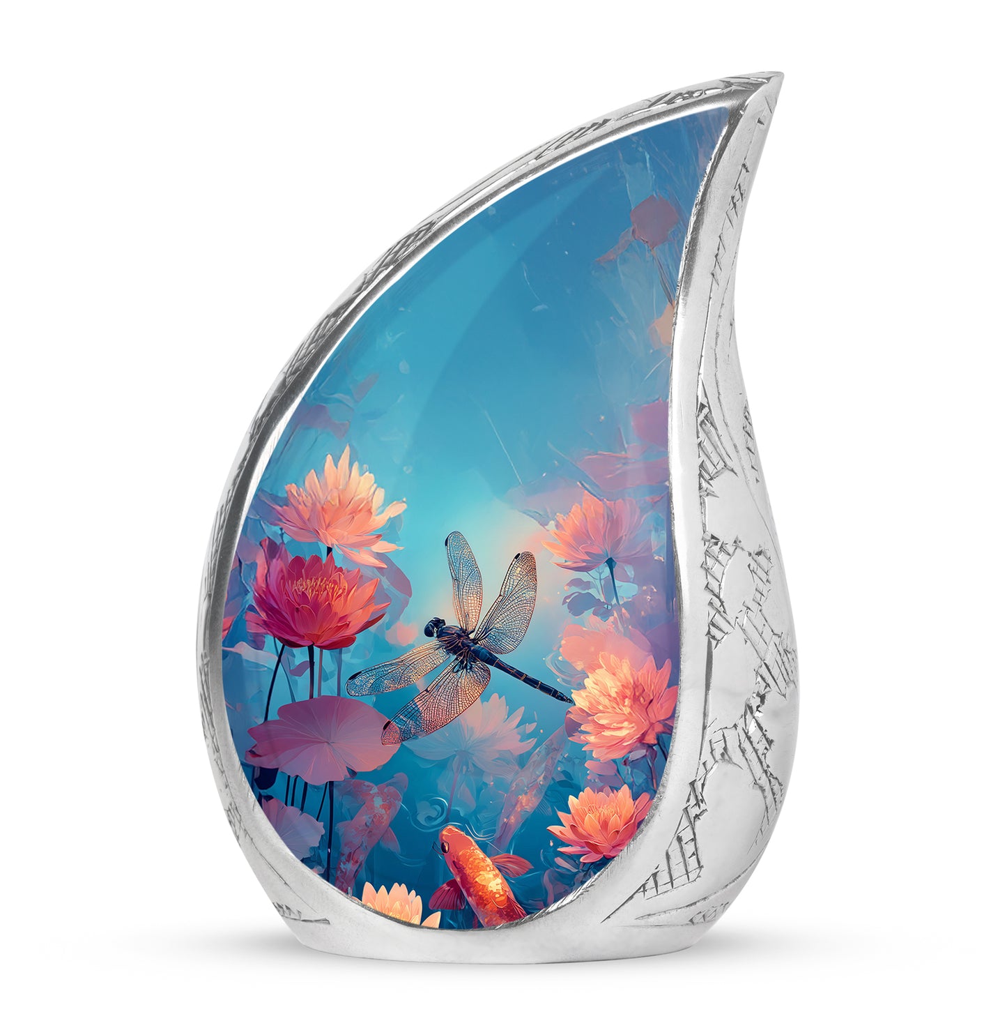 Personalized Teal Sovereign Dragonfly Cremation Urns for Human Ashes - 10-inch, 200 cu in - Yatskia
