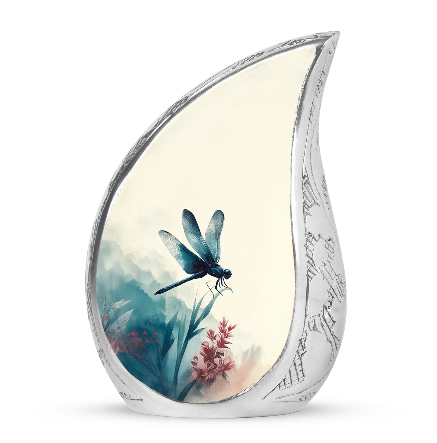 Personalized Seraphic Dragonfly Cremation Urns - White 10-inch, 200 cu in - Yatskia