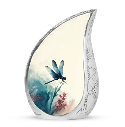 Personalized Seraphic Dragonfly Cremation Urns - White 10-inch, 200 cu in - Yatskia
