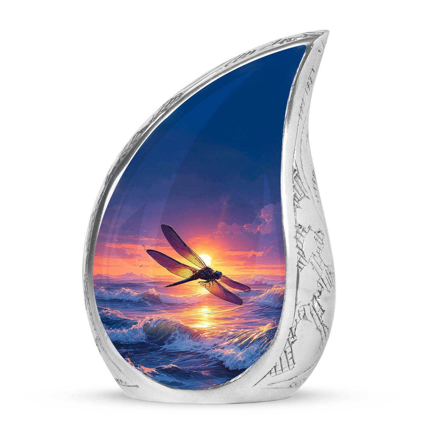 Personalized Dragonfly Cremation Urns - Pristine Blue 10-inch, 200 cu in - Yatskia