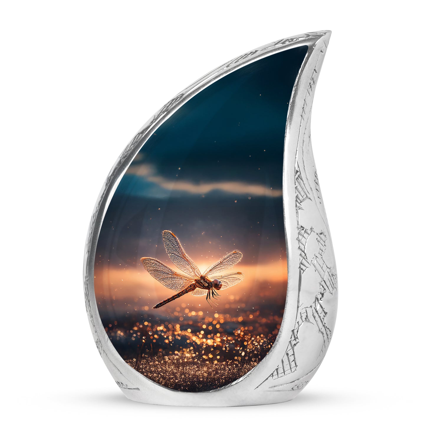 Personalized Blue Dragonfly Cremation Urns for Ashes - Transcendent 10-inch - Yatskia