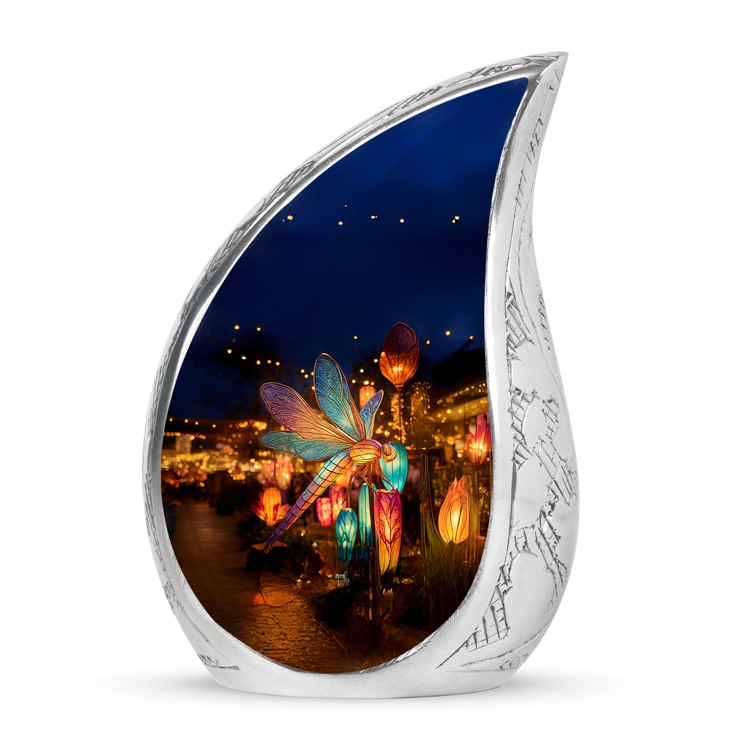 Personalized Seraphic Dragonfly Cremation Urns - Blue 10-inch, 200 cu in - Yatskia
