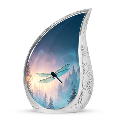 Blue Breathtaking Dragonfly Memorial Urn for Ashes - 10-inch, 200 cu in - Yatskia