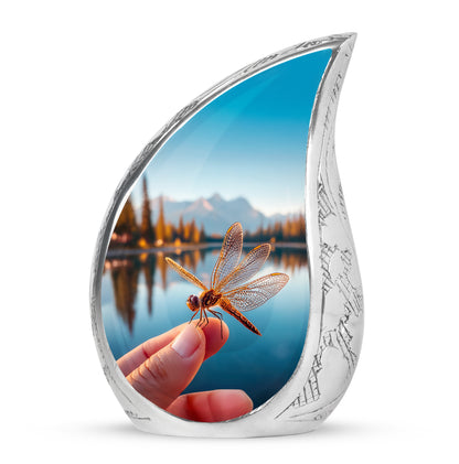 Personalized Dragonfly Cremation Urns - Pristine Blue 10-inch, 200 cu in - Yatskia