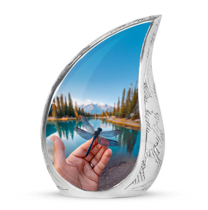 Personalized Blue Cherished Dragonfly Cremation Urns for Human Ashes - 10-inch, 200 cu in - Yatskia