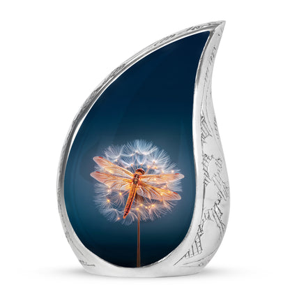 Graceful Blue Dragonfly Keepsake Urn for Human Ashes - 10-inch, 200 cu in - Yatskia