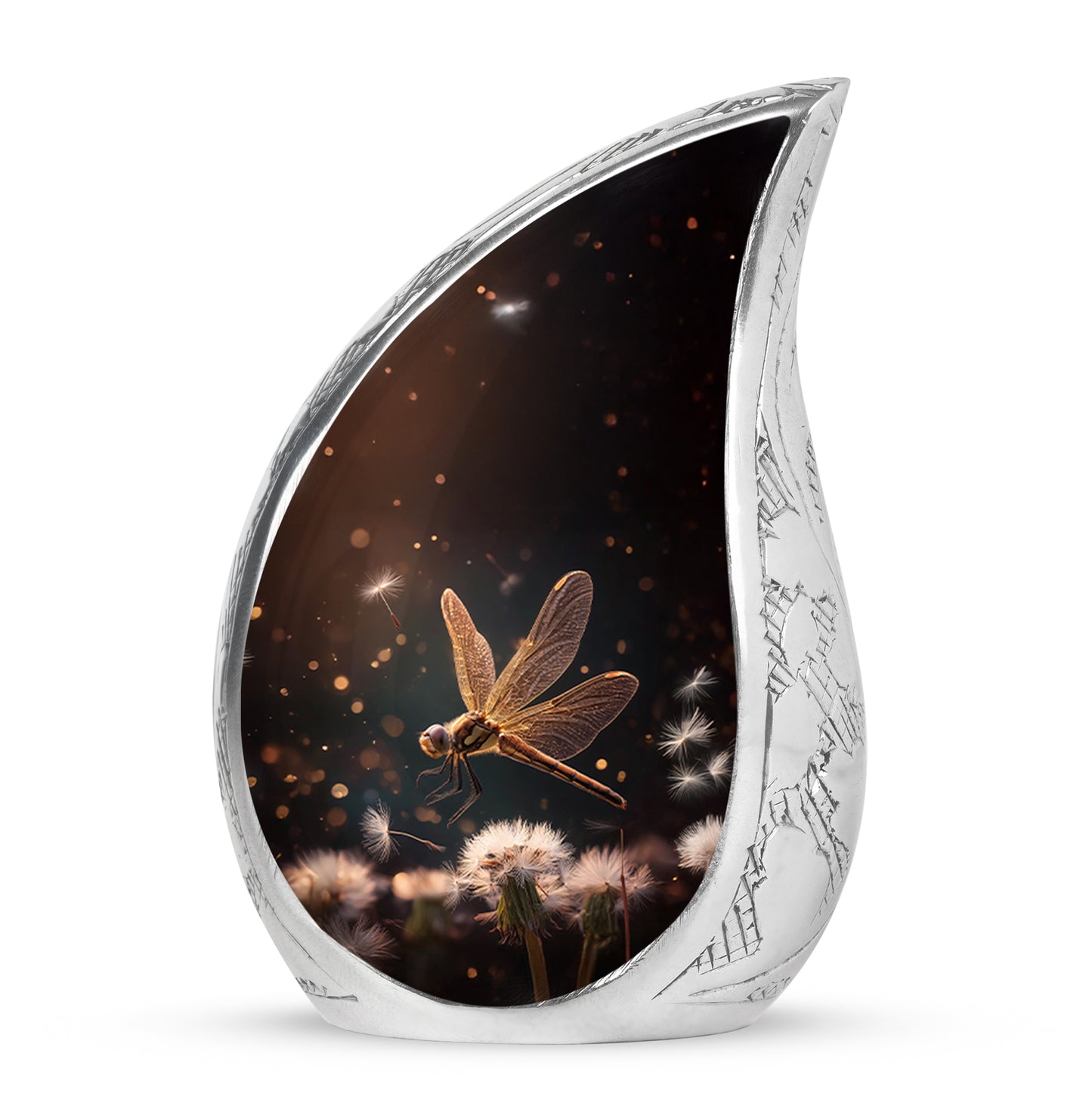 Radiant Dragonfly Memorial Cremation Urns - Black 10-inch, 200 cu in - Yatskia