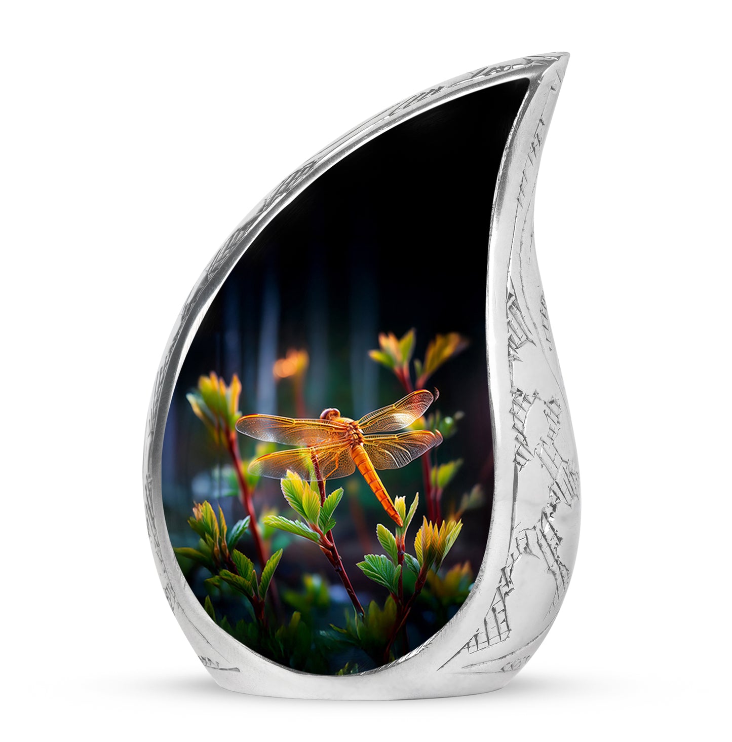 Personalized Black Cherished Dragonfly Cremation Urns for Human Ashes - 10-inch, 200 cu in - Yatskia