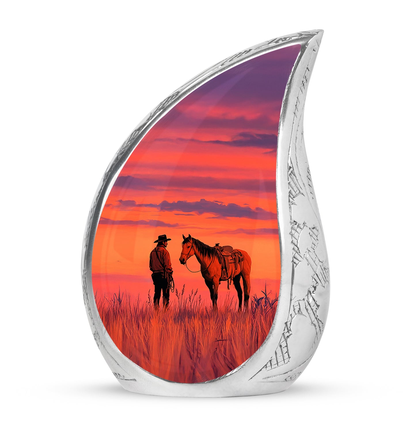 Personalized Red Cowboy Cremation Urns for Ashes - Transcendent 10-inch - Yatskia