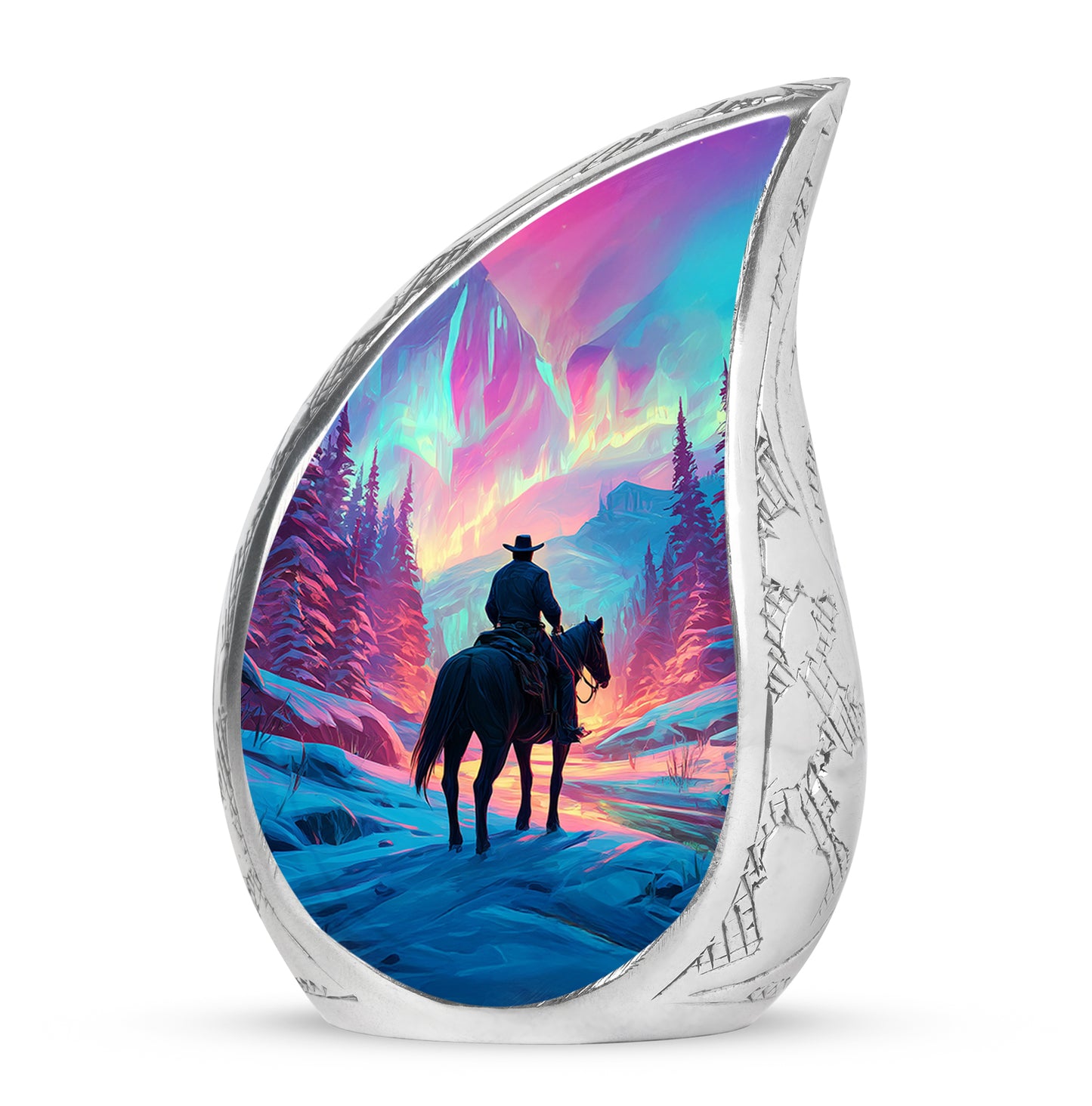 Personalized Pink Cowboy Cremation Urns for Ashes - Peaceful 10-inch - Yatskia
