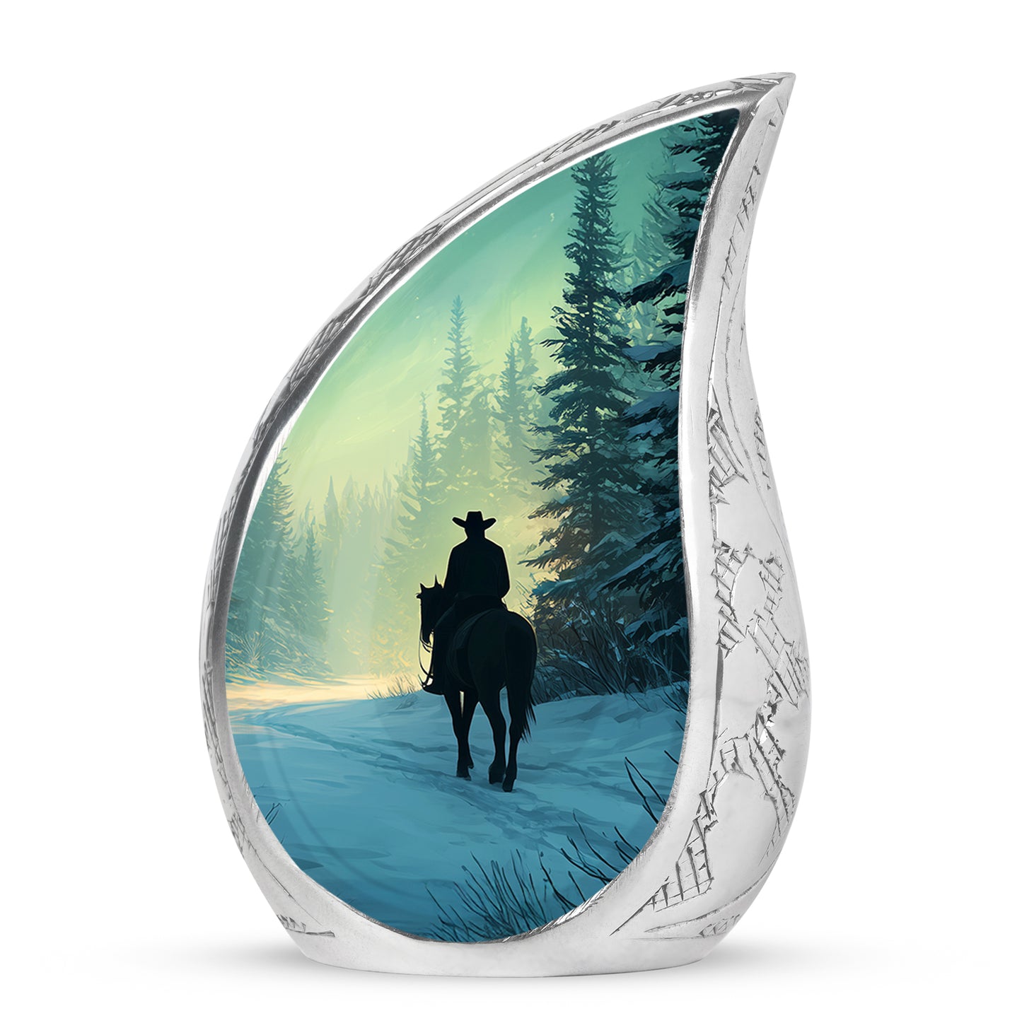 Personalized Cowboy Cremation Urns - Pristine Green 10-inch, 200 cu in - Yatskia