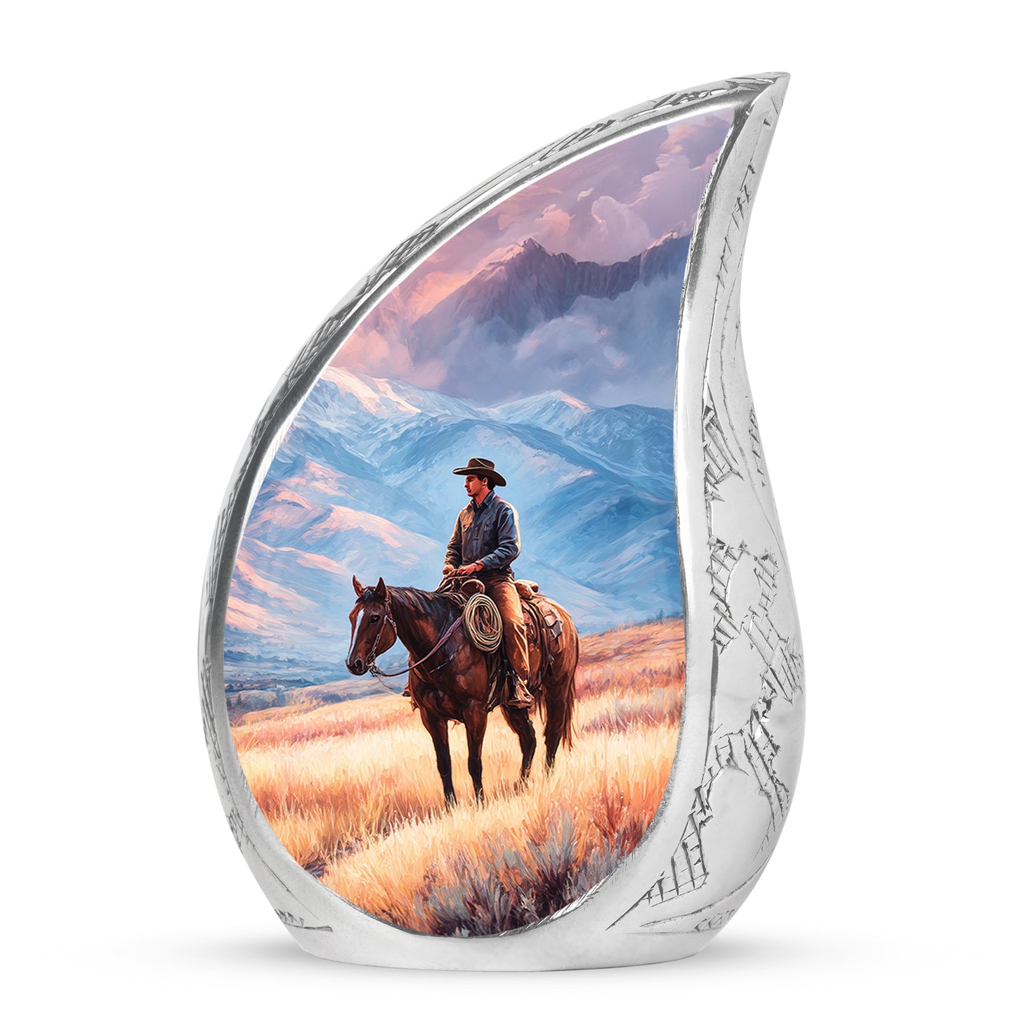 Personalized Blue Cowboy Cremation Urns for Ashes - Majestic 10-inch - Yatskia