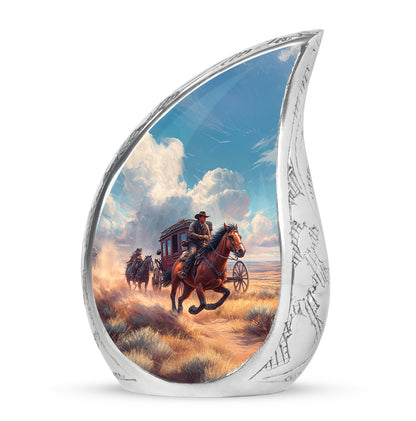 Ethereal Cowboy Memorial Cremation Urns - Blue 10-inch, 200 cu in - Yatskia