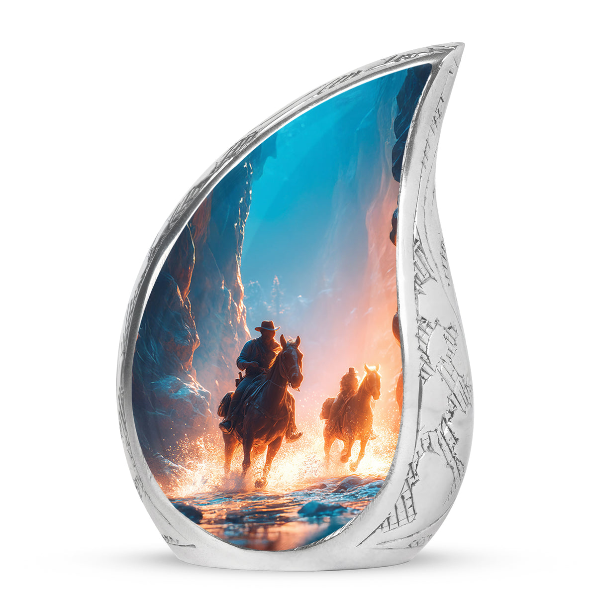 Blue Comforting Cowboy Memorial Urn for Ashes - Yatskia