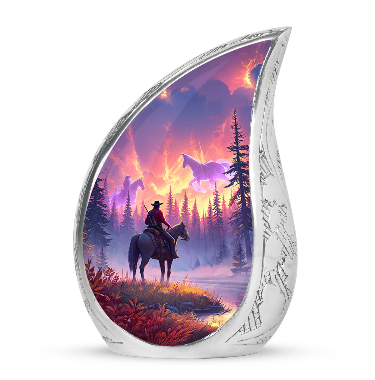Red Treasured Cowboy Cremation Urns for Human Ashes - Yatskia