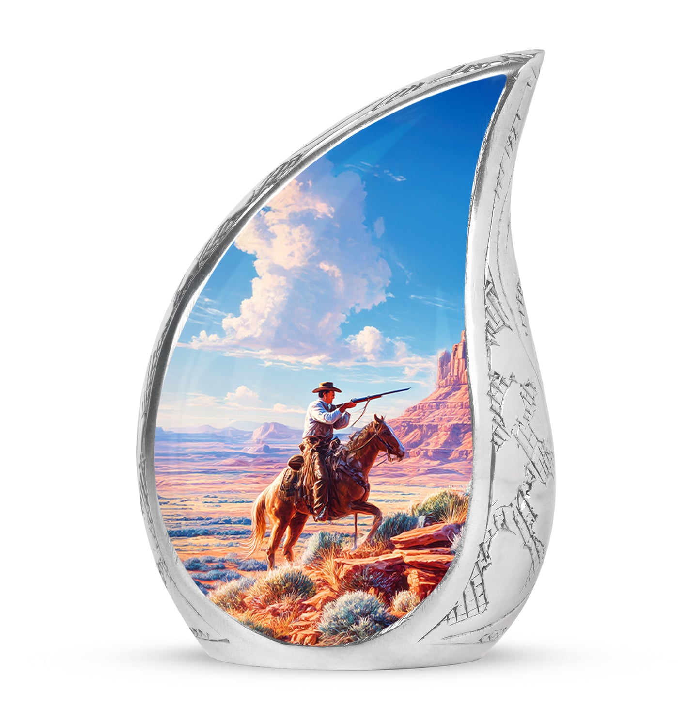 Blue Cowboy Remembrance Cremation Urns for Human Ashes - 10-inch, 200 cu in - Yatskia
