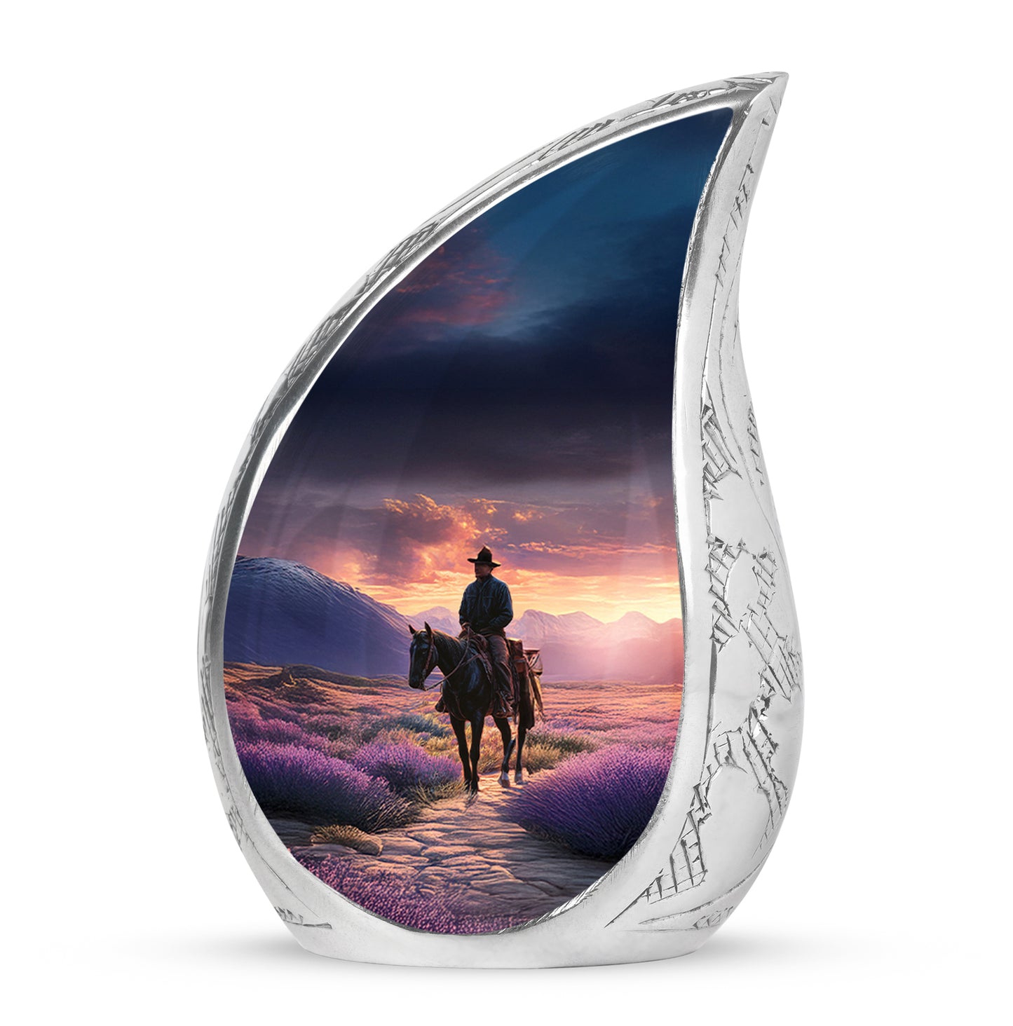 Luminous Purple Cowboy Beacon Urn for Human Ashes - 10-inch, 200 cu in - Yatskia
