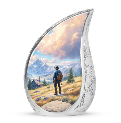 Inspiring Blue Cowboy Homage Urn for Human Ashes - 10-inch, 200 cu in - Yatskia